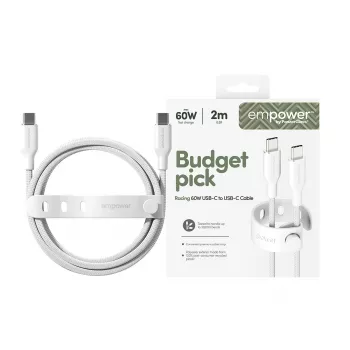 PanzerGlass empower™ by ® Racing 60W USB-C į USB-C laidas | USB 2.0 | 2M | Sidabrinė balta