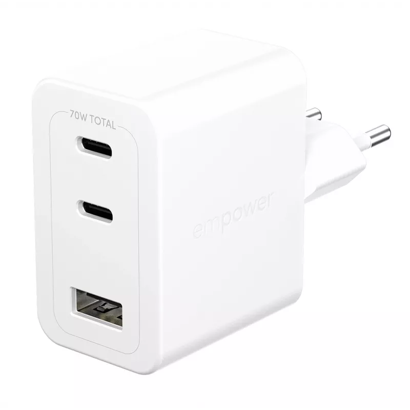 PanzerGlass empower™ by ® Turbo 70W Multiple Charger incl. 2 x USB-C + USB-A | EU Plug | Sidabrinė White