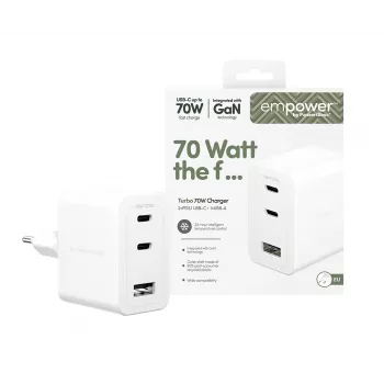 PanzerGlass empower™ by ® Turbo 70W Multiple Charger incl. 2 x USB-C + USB-A | EU Plug | Sidabrinė White
