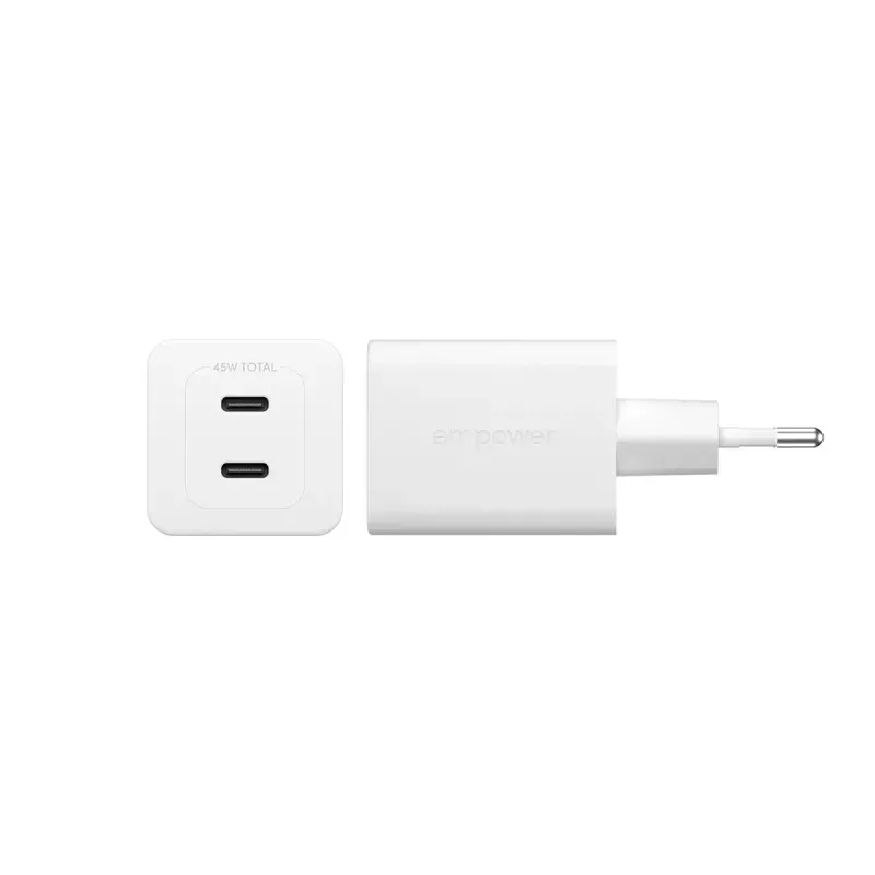 PanzerGlass empower™ by ® Turbo 45W Charger incl. 2 x USB-C | EU Plug | Sidabrinė White