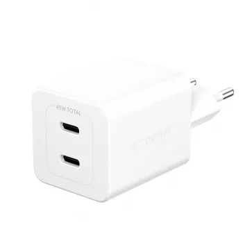 PanzerGlass empower™ by ® Turbo 45W Charger incl. 2 x USB-C | EU Plug | Sidabrinė White