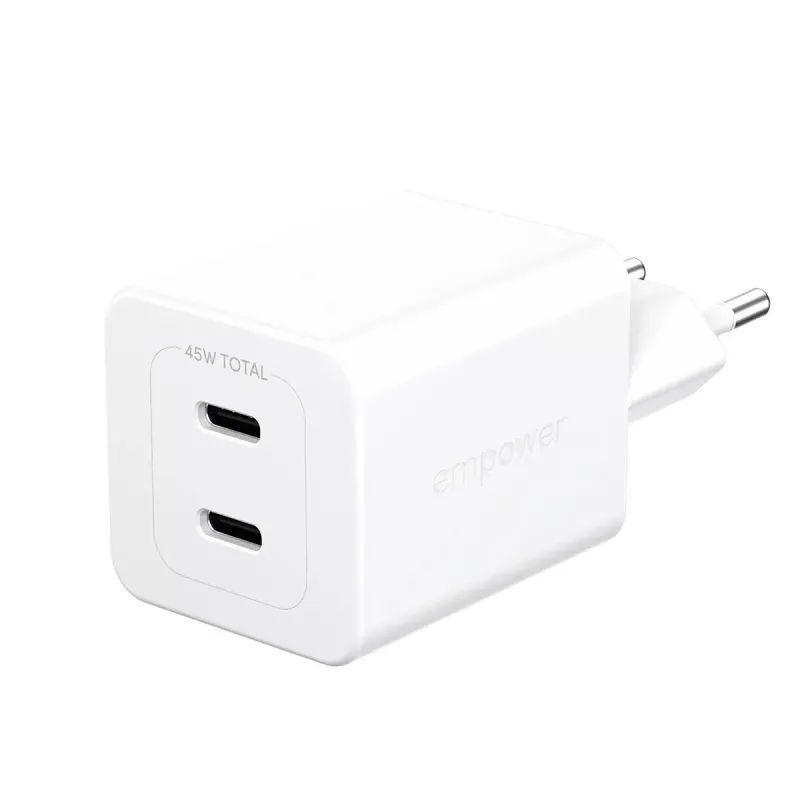 PanzerGlass empower™ by ® Turbo 45W Charger incl. 2 x USB-C | EU Plug | Sidabrinė White