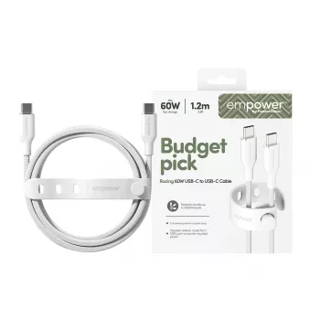 PanzerGlass empower™ by ® Racing 60W USB-C į USB-C kabelis | USB 2.0 | 1,2 m | Sidabrinė balta
