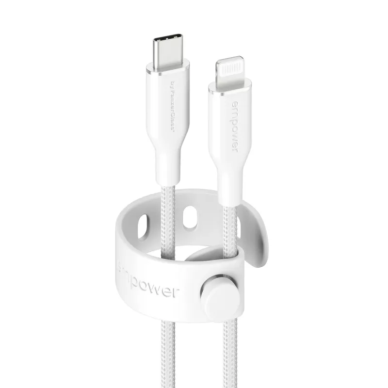 PanzerGlass empower™ by ® Racing 60W USB-C – Lightning laidas | USB 2.0 | 1,2 m | Sidabrinė balta
