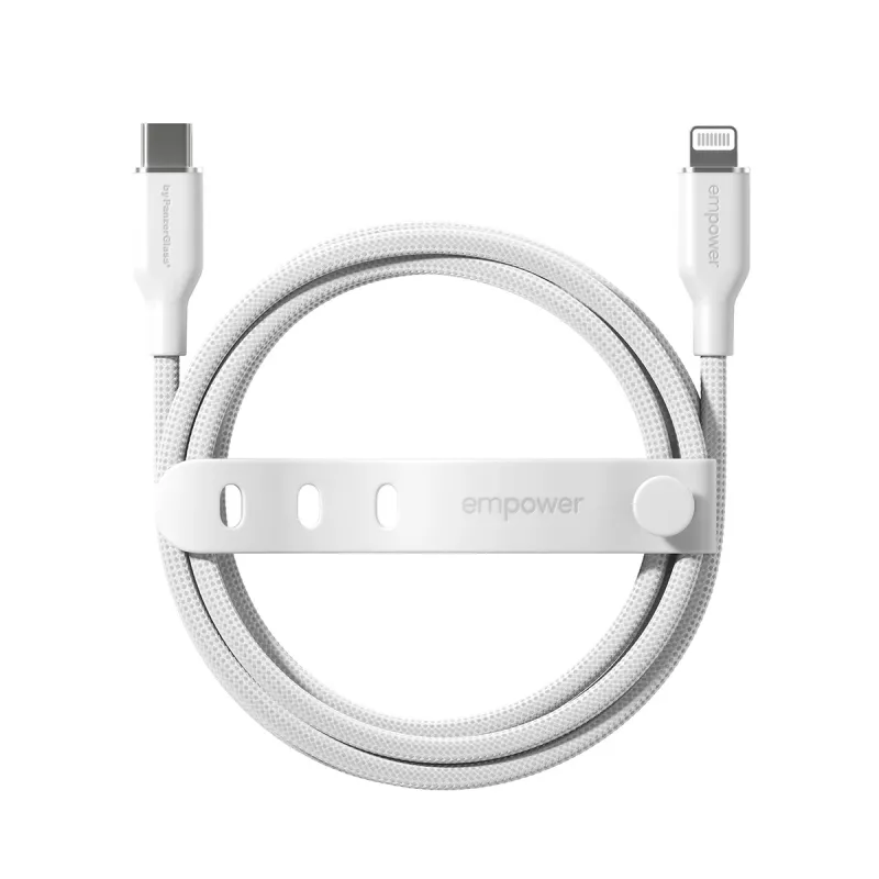 PanzerGlass empower™ by ® Racing 60W USB-C – Lightning laidas | USB 2.0 | 1,2 m | Sidabrinė balta