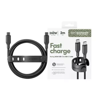 PanzerGlass empower™ by ® Racing 240W USB-C į USB-C laidas | USB 2.0 | 2 m | Space Juoda