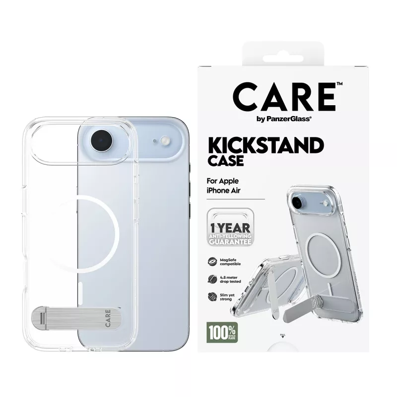 PanzerGlass CARE™ by ® dėklas permatomas su stovu ir MagSafe iPhone Air