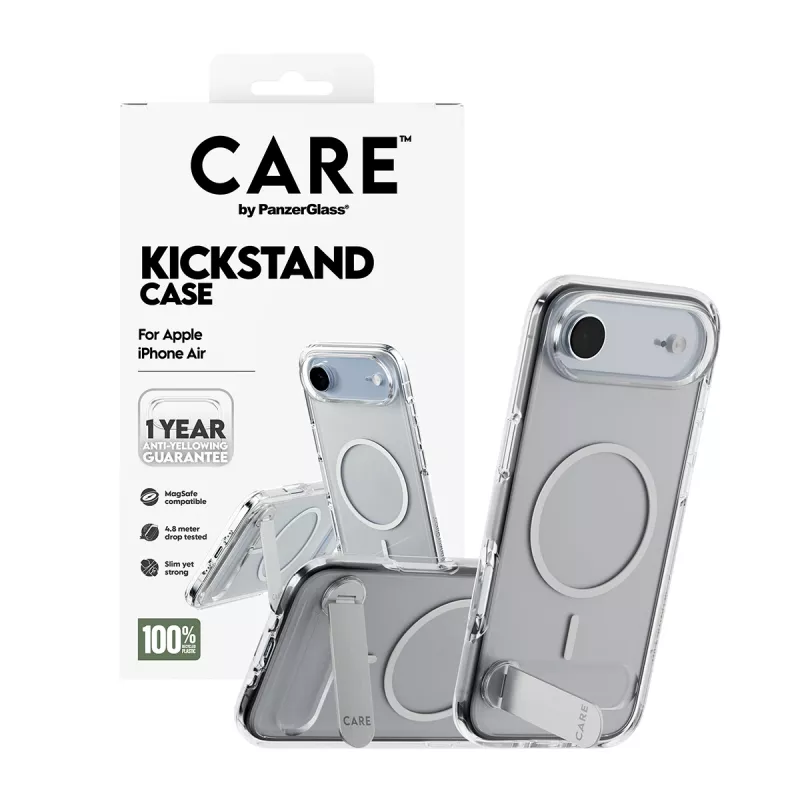 PanzerGlass CARE™ by ® dėklas permatomas su stovu ir MagSafe iPhone Air