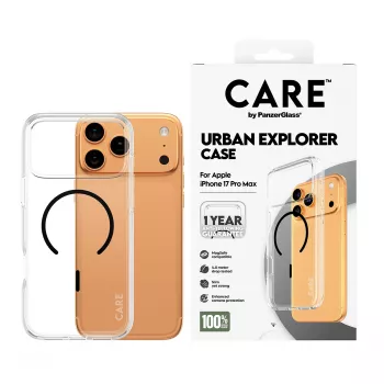 PanzerGlass CARE™ by ® Urban Explorer dėklas permatomas su juodu MagSafe iPhone 17 Pro Max