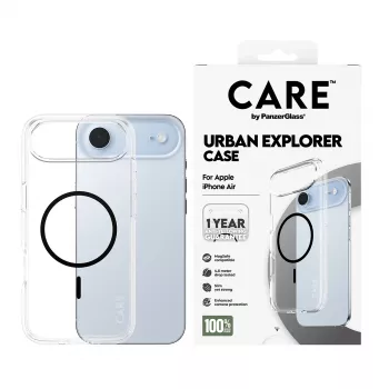 Cover PanzerGlass CARE by Flagship dėklas Transparent Urban Explorer Juoda MagSafe iPhone 17 Air
