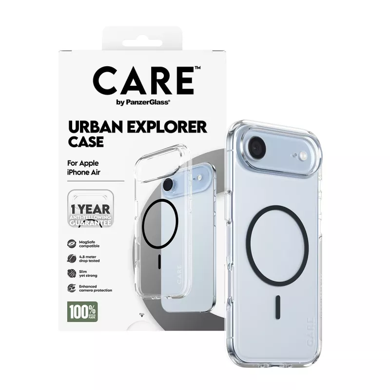 Cover PanzerGlass CARE by Flagship dėklas Transparent Urban Explorer Juoda MagSafe iPhone 17 Air