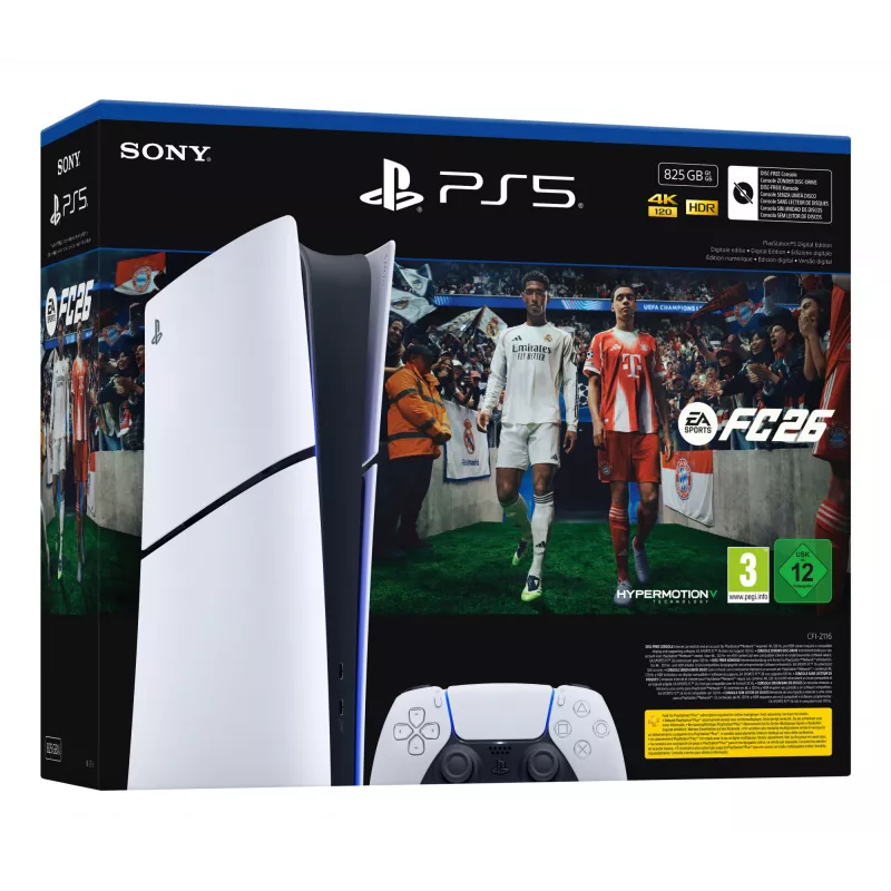 Sony PlayStation 5 Digital + EA Sports FC 26 Bundle 825 GB Wi-Fi Juoda, White