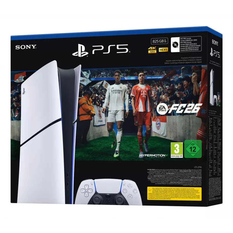 Sony PlayStation 5 Digital + EA Sports FC 26 Bundle 825 GB Wi-Fi Juoda, White