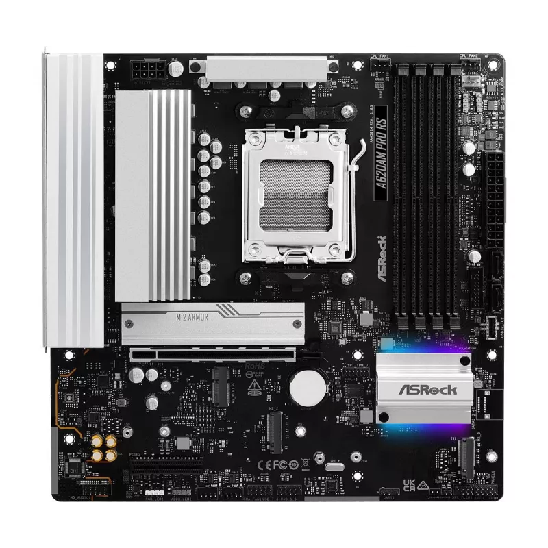 ASRock pagrindinė plokštė A620AM Pro Rs AM5 AMD A620A 4 X DDR5 1 X HDMI 2.1 Tmds/frl 8g Suderinama 1 X DisplayPort 1.4 Su DSC mATX