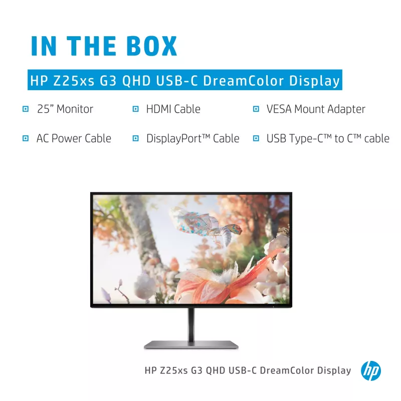 HP Z25xs G3 kompiuterio monitorius 63,5 cm (25 colių) 2560 x 1440 pikselių Quad HD juodas