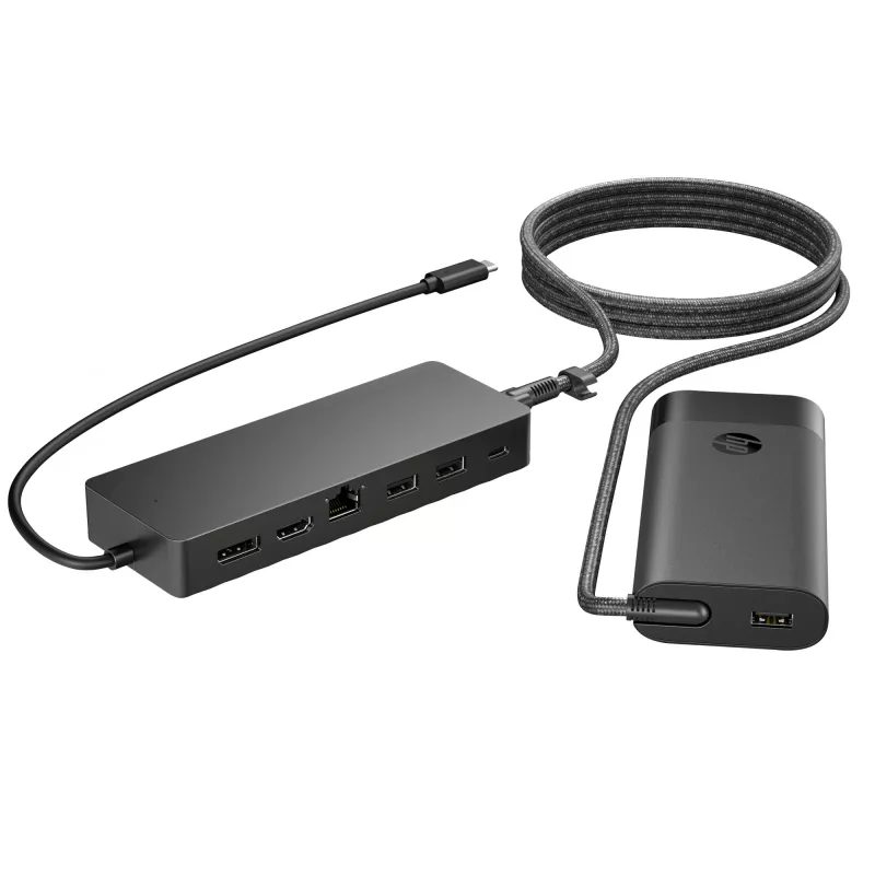 USB-C stotelė ir nešiojamojo kompiuterio įkroviklis HP 9H0H9AA#ABB Kompaktiškas dizainas, universalus ryšys