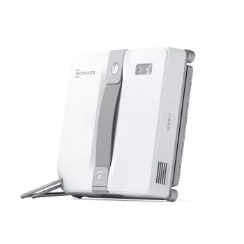 Langų valiklis Ecovacs WINBOT MINI — siurbimas, Li-Ion baterija, min lango dydis 22×25 cm, 1,3 kg, 215×215×55 mm, pilkas/baltas