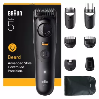 Braun BeardTrimmer 5 BT5560 barzdos skutimosi mašinėlė, baterija, 40, 2 cm, šlapiam ir sausam naudojimui, juoda