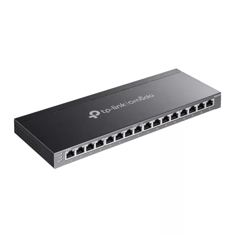 TP-Link Omada 16 prievadų „Gigabit“ išmanusis jungiklis su 8 prievadais PoE+, valdomas, L2/L2+, „Gigabit Ethernet“ (10/100/1000), maitinimas per Ethernet (PoE), montavimas stove