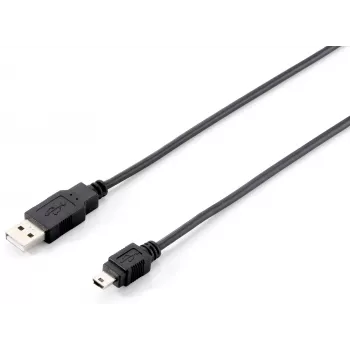 Equip USB 2.0 Tipas A to Mini-B kabelis, 1.8m, USB A, Mini-USB B, USB 2.0, Male/Male, Juoda