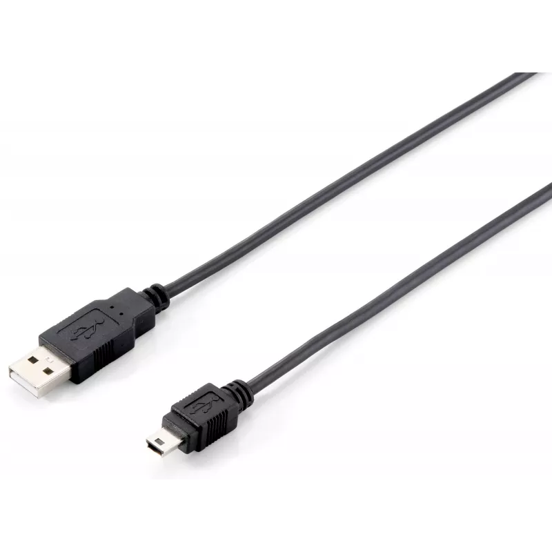 Equip USB 2.0 Tipas A to Mini-B kabelis, 1.8m, USB A, Mini-USB B, USB 2.0, Male/Male, Juoda