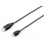 Equip USB 2.0 Tipas A to Mini-B kabelis, 1.8m, USB A, Mini-USB B, USB 2.0, Male/Male, Juoda