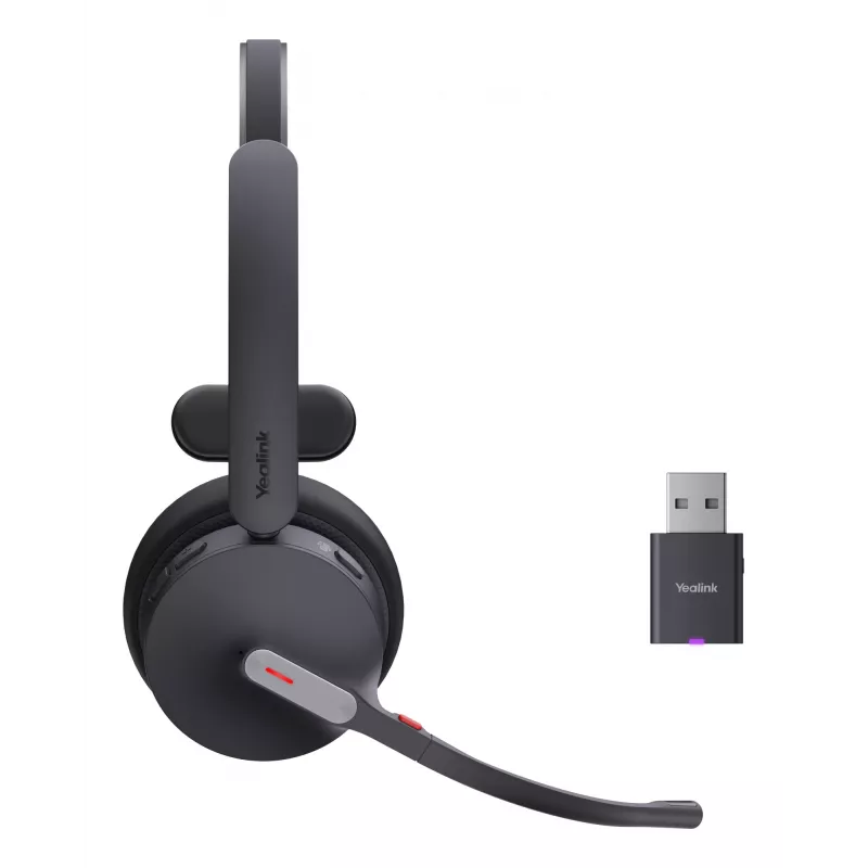 Yealink WH64 Hybrid Mono Teams ausinės belaidės ant galvos, skirtos biurui/skambučių centrui, Micro-USB, juodos spalvos