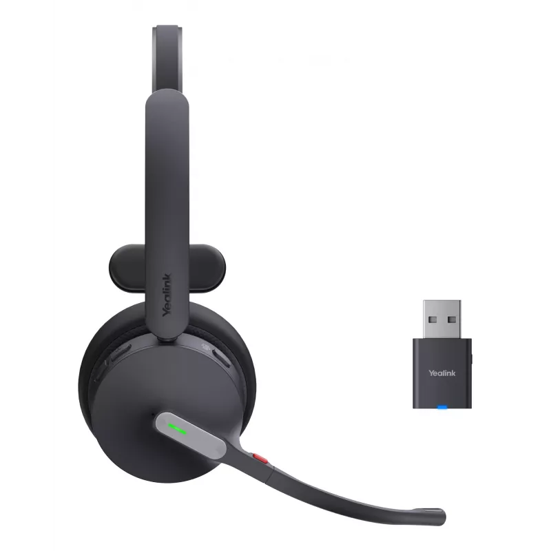 Yealink WH64 Hybrid Mono Teams ausinės belaidės ant galvos, skirtos biurui/skambučių centrui, Micro-USB, juodos spalvos
