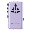 Verbatim Charge 'n' Travel 70W 2C ištraukiamas universalus kelioninis adapteris violetinis