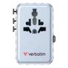 Verbatim Charge 'n' Travel 100W Universalus kelioninis adapteris su įtraukiamu kabeliu, mėlynas