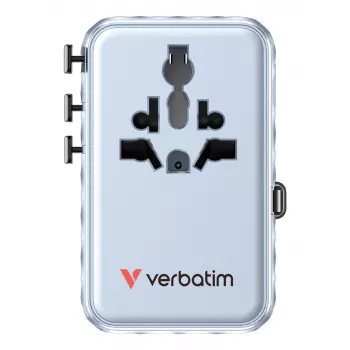 Verbatim Charge 'n' Travel 100W Universalus kelioninis adapteris su įtraukiamu kabeliu, mėlynas