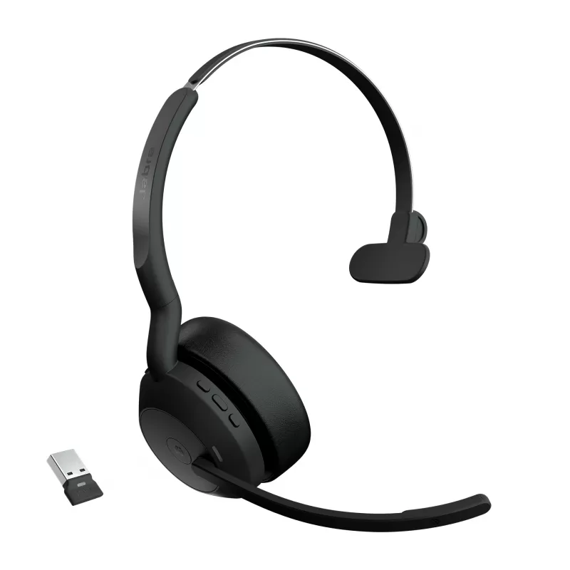 Jabra Evolve2 55 - Link380a MS Mono, belaidė, biuro/skambučių centrui, 20 - 20000 Hz, 130 g, ausinės, juoda