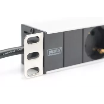 DIGITUS 1U Aliuminis PDU, rackmountable rated power: 16A, 4000W, 250VAC 50/60Hz, 8x safety outlets