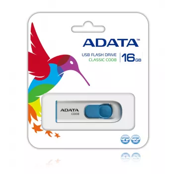 ADATA C008 USB atmintukas 16 GB USB Type-A 2.0 Mėlynas, Baltas