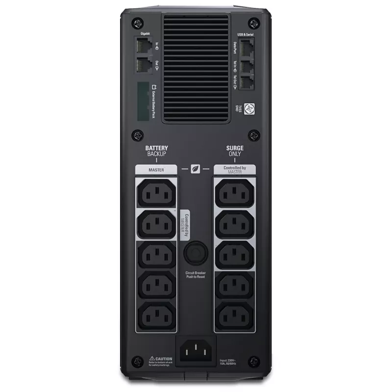 APC Back-UPS Pro, 1500VA/865W, Tower, 230V, 10x IEC C13 lizdų, AVR, LCD, keičiama baterija