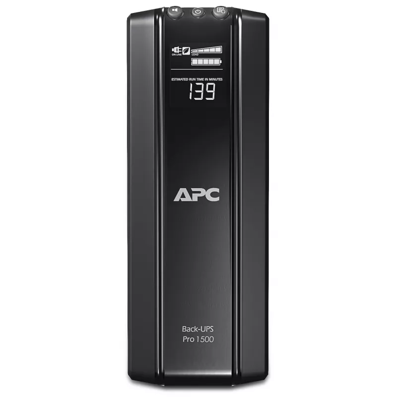 APC Back-UPS Pro, 1500VA/865W, Tower, 230V, 10x IEC C13 lizdų, AVR, LCD, keičiama baterija