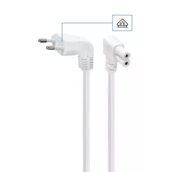 GEMBIRD maitinimo laidas (C7) su 90° kampinėmis jungtimis, VDE patvirtintas, 2,5 m, baltas
