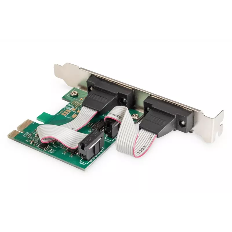 DIGITUS Serial I/O, 2 prievadų, Pci-e papildoma kortelė 2 X DB9 V lizdo laikiklis + LP laikikliai MCS9901 mikroschemų rinkinys