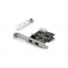 DIGITUS IEEE 1394b sąsajos plokštė, PCIe 3 prievadų, 2 išoriniai 9 kontaktų + 1 vidinis 9 kontaktų