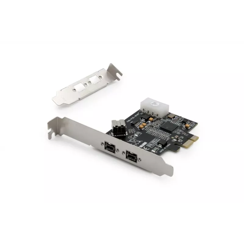 DIGITUS IEEE 1394b sąsajos plokštė, PCIe 3 prievadų, 2 išoriniai 9 kontaktų + 1 vidinis 9 kontaktų