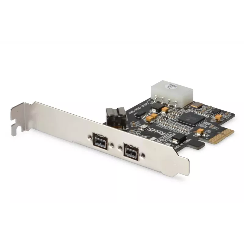 DIGITUS IEEE 1394b sąsajos plokštė, PCIe 3 prievadų, 2 išoriniai 9 kontaktų + 1 vidinis 9 kontaktų