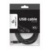USB laidas, Gembird 4,5 m USB 2.0 A/B M, juodas, kištukas/kištukas