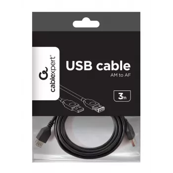 GEMBIRD USB 2.0 Type-A į USB Type-A prailginimo kabelis (AM/AF), 1 m - juodas