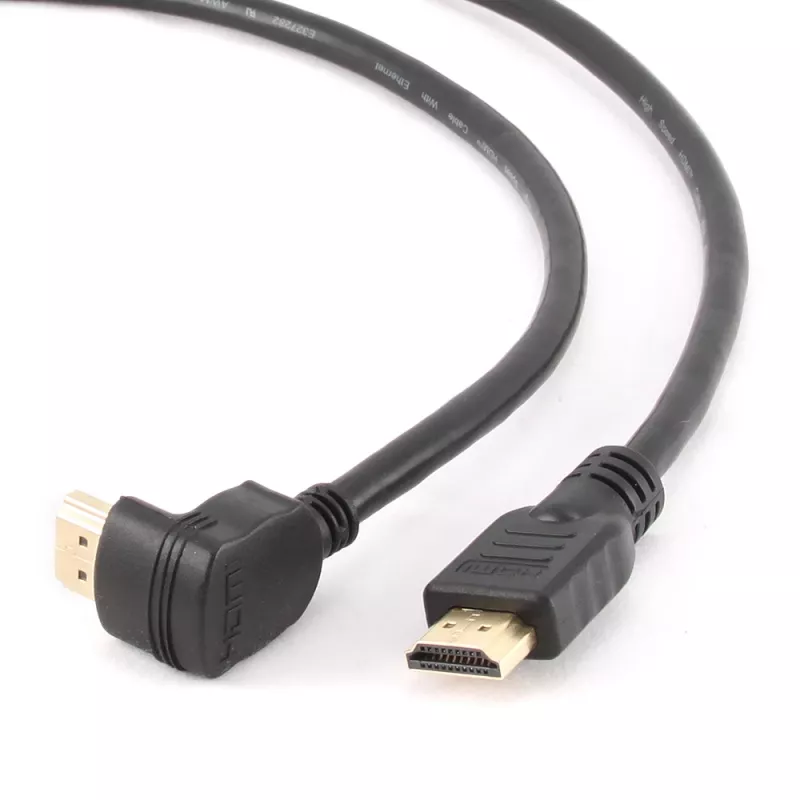 GEMBIRD didelės spartos HDMI laidas su eternetu, 90 laipsnių į viršų lenkta jungtimi, 3 m