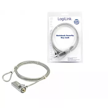 Nešiojamojo kompiuterio apsaugos užraktas LogiLink NBS002 – kombinuotas kabelinis užraktas, 1,5 m