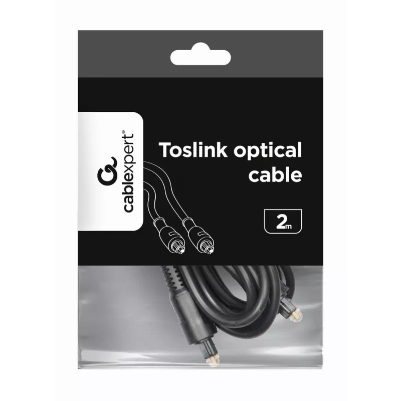 Garso kabelis, Gembird Toslink, 2 m, juodas, jungtys tėvas-tėvas