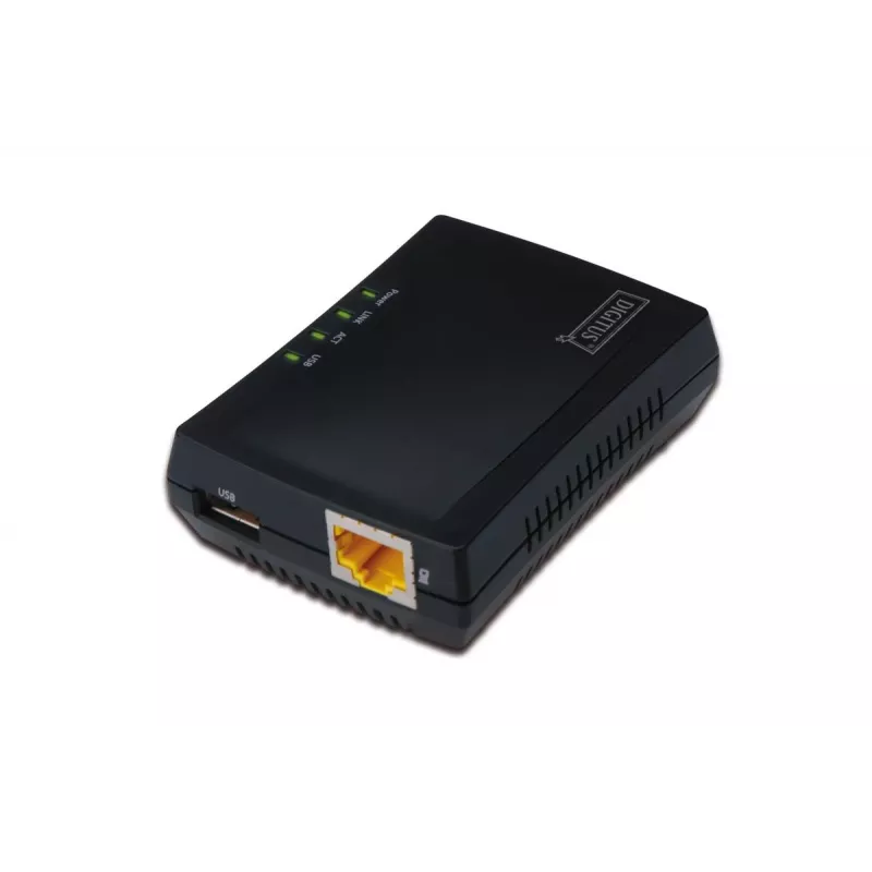 DIGITUS Multifunction USB Network Server, 1-port Network USB Hub, NAS, Print Server USB 2.0, RJ45