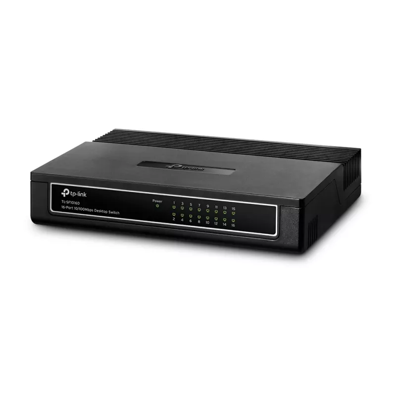 TP-Link 16 prievadų 10/100Mbps darbalaukio jungiklis, nevaldomas, Fast Ethernet (10/100), pilnas dupleksas, montavimas į stelažą, montavimas ant sienos