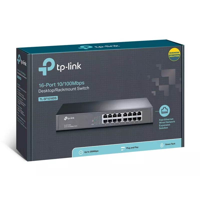 TP-Link TL-SF1016DS tinklo jungiklis Nevaldomas Fast Ethernet (10/100) 1U Juoda