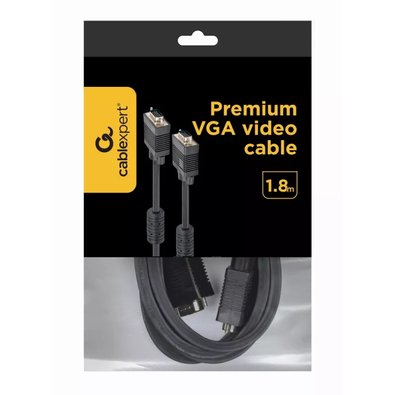 GEMBIRD Premium VGA HD15M/HD15M dvigubai ekranuotas su 2 ferito šerdimis 2,0 m laidas / juodas
